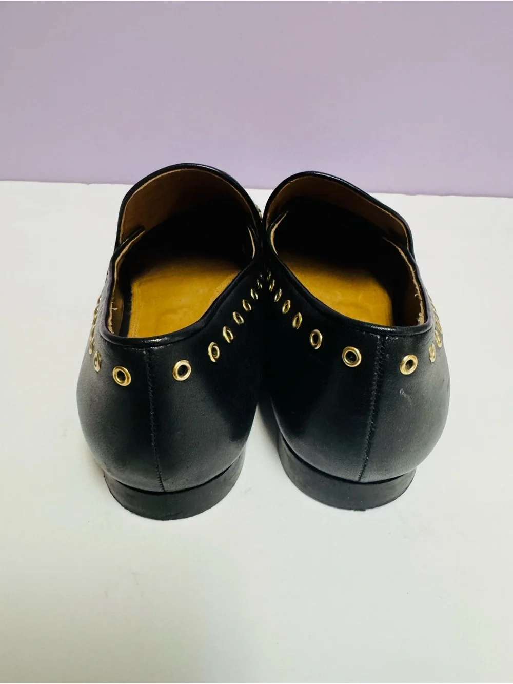 Sandro Black Leather Studded Loafers Sz 37